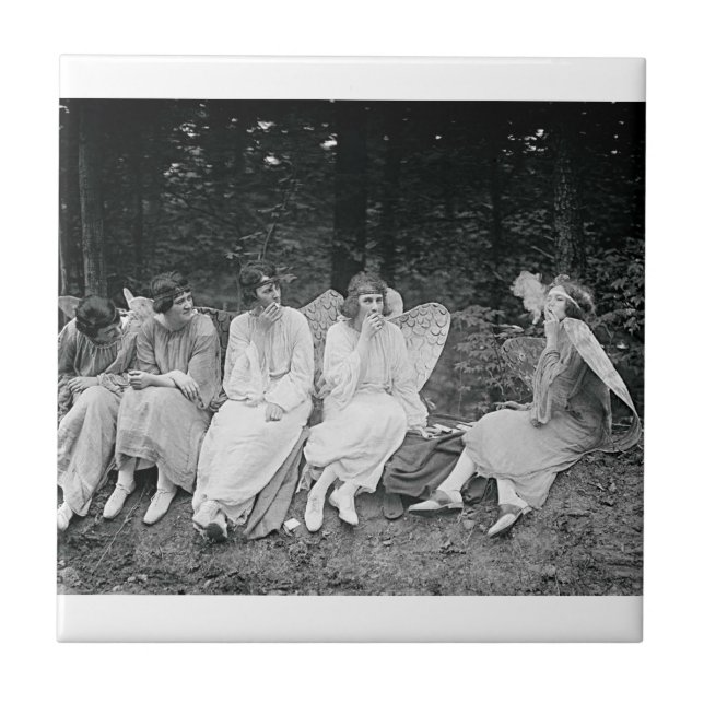 Angels Smoking Vintage Fotograph 1920s Fliese (Vorderseite)