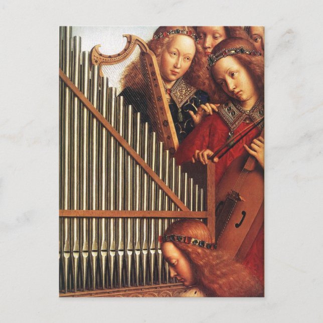 ANGELS SPIELEN MUSIK, Detail, Pergament Postkarte (Vorderseite)