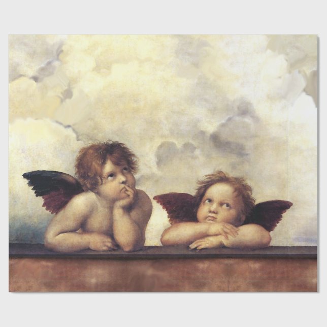 ANGELS / Winged Cherubs, Weihnachten Geschenkpapier (Flach)