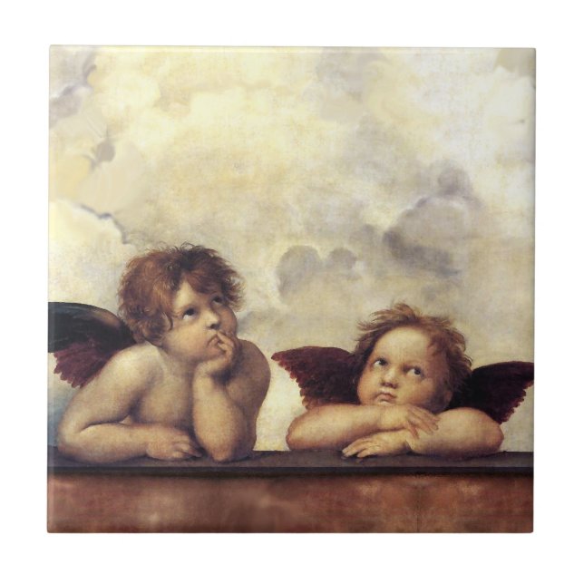 ANGELS/Winged Cherubs, Wolken, Raffaello Sanzio Fliese (Vorderseite)