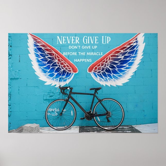 Angel's Wings Blue Red and White Motivation Zitat Poster (Vorne)