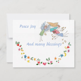 Angels Wish You Peace Joy and Many Sessings Feiertagskarte
