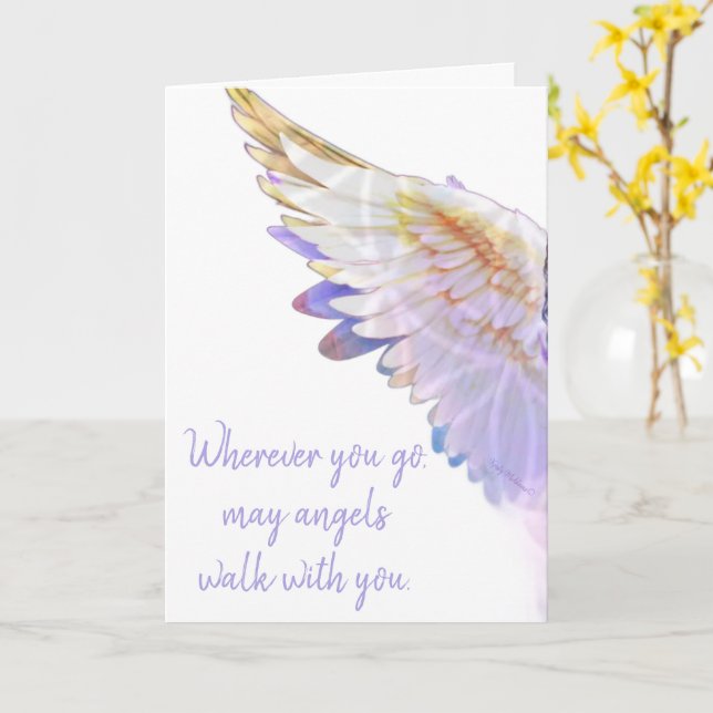 Angels With You Angel Lavender Gold Wing Greeting Karte (Gelbe Blume)