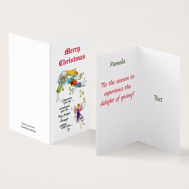 Angels With You at Christmas Wassercolor Art (Innenseite und Außenseite)