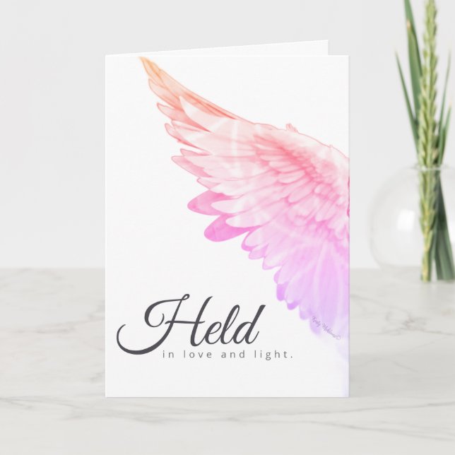 Angels With You Pink Angel Wing – Held Love Light Karte (Vorderseite)