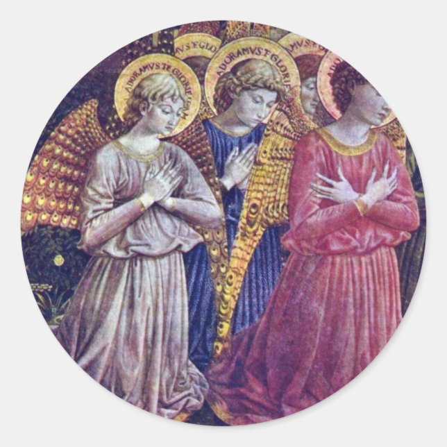 Angels Worshipers von Gozzoli Benozzo Runder Aufkleber (Vorderseite)