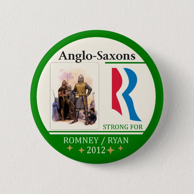 Angelsachsen für Romney Ryan 2012 Button (Vorderseite)