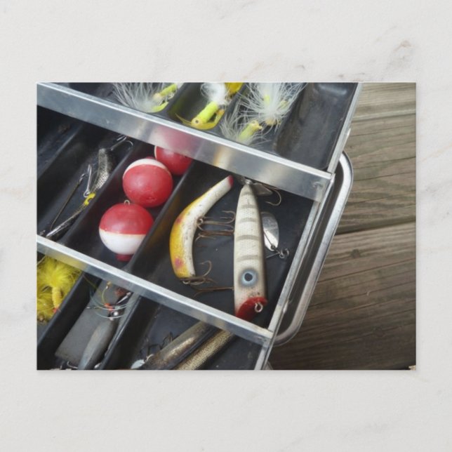 Angelschachtel auf dem Holzdeck Postkarte (Vorderseite)