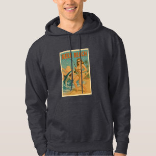 Angelschnur-Strand-Hai-Angeln-Pin-Up-Retro-Küstenl Hoodie