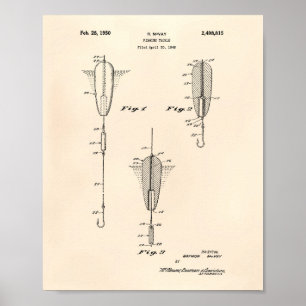 Angeltackle 1950 Patentart Alter Peper Poster