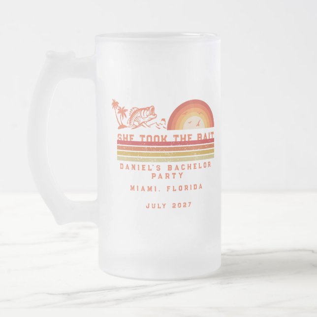 Angeltrip am Wochenende Junggesellenabschied  Mattglas Bierglas (Links)