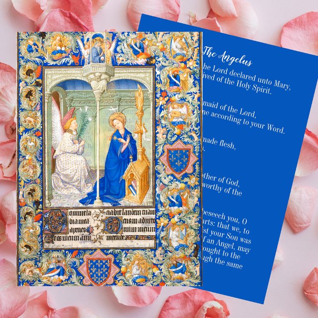 Angelus Jungfrau Mary Annunciation Katholisches Ge Mitteilungskarte (The Angelus Blessed Virgin Mary Archangel Gabriel the Annunciation Feast Catholic Prayer Card)