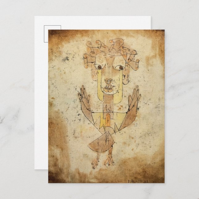 Angelus Novus von Paul Klee Einladungspostkarte (Vorne/Hinten)