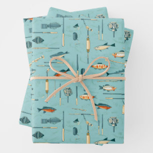 Angelzubehör Fisch Angelruten Sport Geschenkpapier Set
