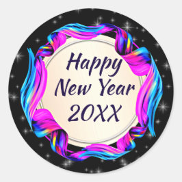 Angemalt Ribbon am nächtlichen Himmel glücklich Ne Runder Aufkleber