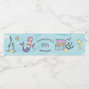 Angemessene Haut-lila Meerjungfrau-Geburtstag Wasserflaschenetikett