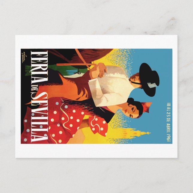 Angemessenes Plakat 1961 Spaniens Sevilla April Postkarte (Vorderseite)