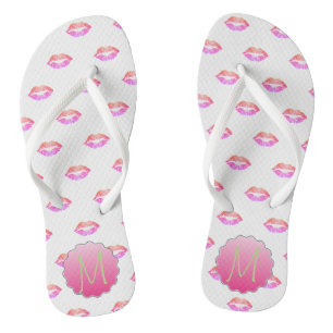 Angenehme Lippen für Coole Glitzer, Monogramm Flip Flops