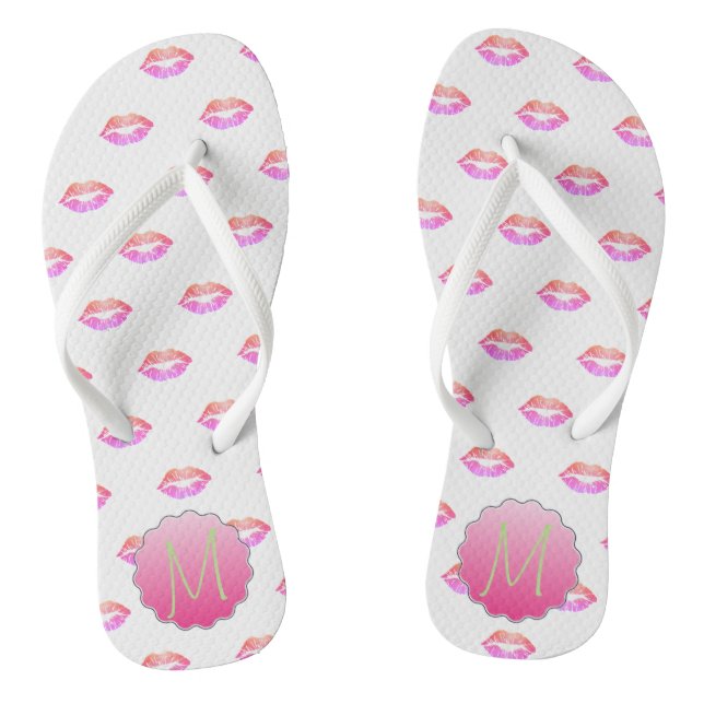 Angenehme Lippen für Coole Glitzer, Monogramm Flip Flops (Fußbett)