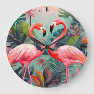 Angenehme rosa Flamingo große runde Acryluhr Wanduhr