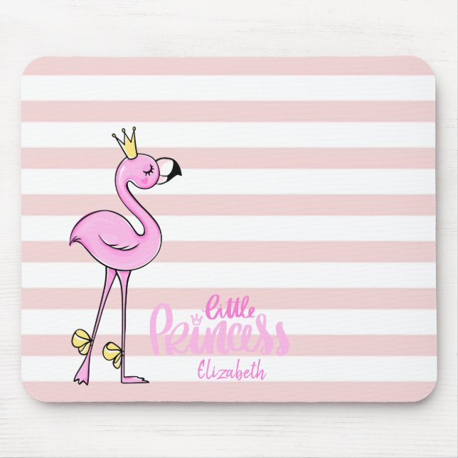 Angenehme rosa Flamingo Rosa Weiße Streifen Mousepad (Vorne)