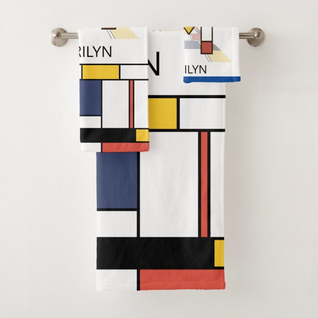 Angenehmer Neoplastizismus Art Monogramm. Buchstab Badhandtuch Set (Insitu)