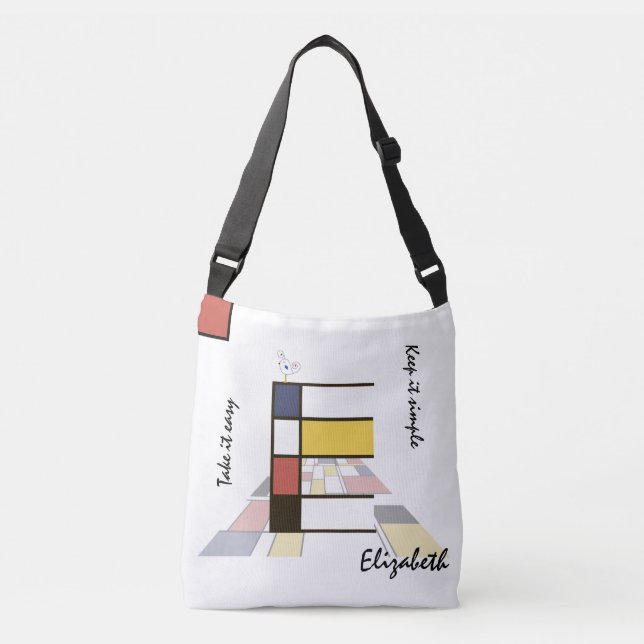 Angenehmer Neoplastizismus Art Monogramm. Buchstab Tragetaschen Mit Langen Trägern (Vorderseite)