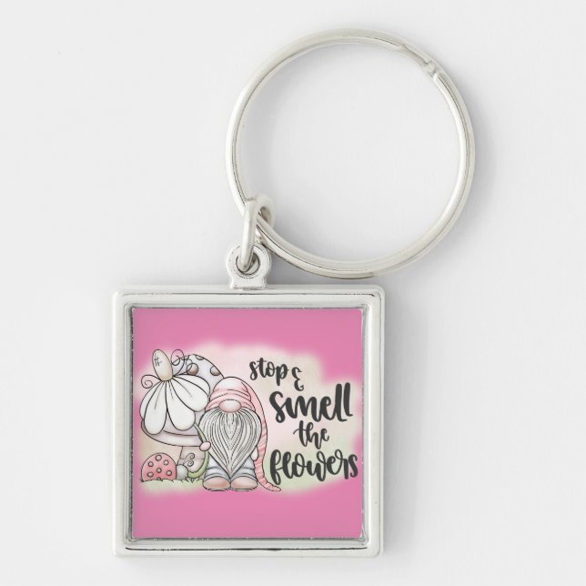 Angenehmer Stopp und Riechen der Blume Schlüsselanhänger (Vorne)