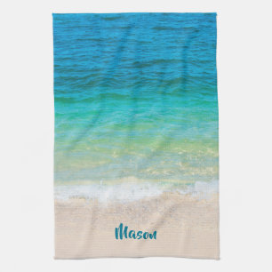 Angenehmer Strand (mit personalisiertem Namen) Geschirrtuch