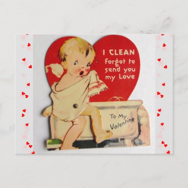 Angenehmes Kleinkind badet Vintag Valentine Postkarte (Vorderseite)