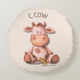 Angenehmes Kuhdesign mit C Kuh-Akzent Rundes Kissen