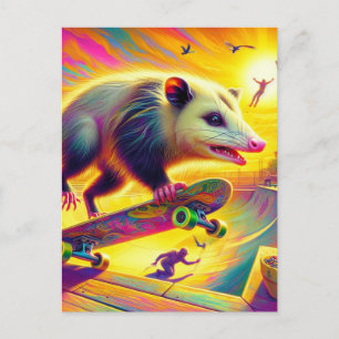 Angenehmes Possum Skateboarding Postkarte