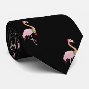 Angenehmes rosa Flamingo mit Weihnachtsmannmütze,  Krawatte