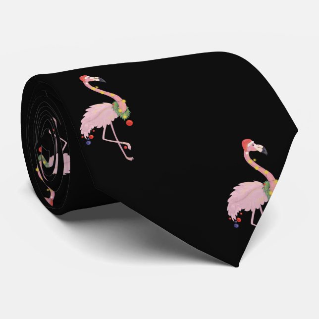 Angenehmes rosa Flamingo mit Weihnachtsmannmütze,  Krawatte (Gerollt)