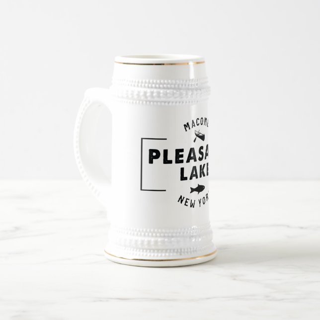 Angenehmes See-Weiß/Gold Stein Bierglas (Vorderseite Links)