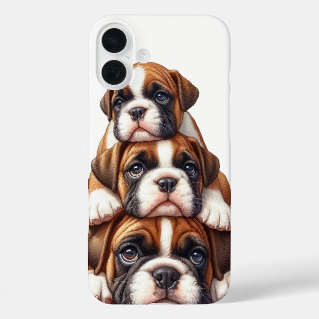 ANGENEHMIGTER STACK VON BOXER PUPPY HUNGS Case-Mate iPhone HÜLLE (Rückseite)