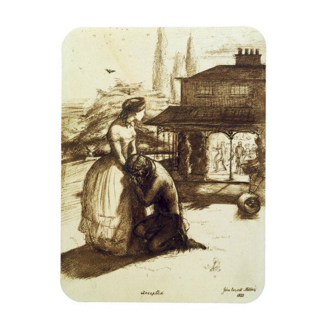 Angenommen, 1853 (Stift & braun auf Papier) Magnet (Vertikal)