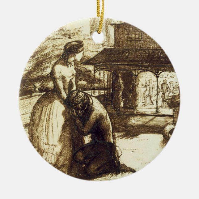 Angenommen, 1853 (Stift u. braune Tinte auf Keramik Ornament (Vorne)