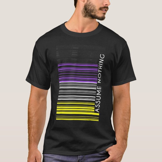 Angenommen, kein nichtbinärer Flag Barcode Enby Ge T-Shirt (Vorderseite)