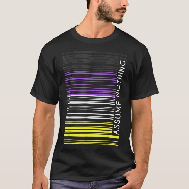 Angenommen, kein nichtbinärer Flag Barcode Enby Ge T-Shirt (Vorderseite)