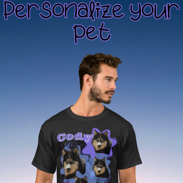 Angepasst: Ihr Haustier liebt einen Sterne 90er Vi T-Shirt (Von Creator hochgeladen)