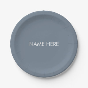 Angepasst mit Name, minimalistischem Schiefer grau Pappteller