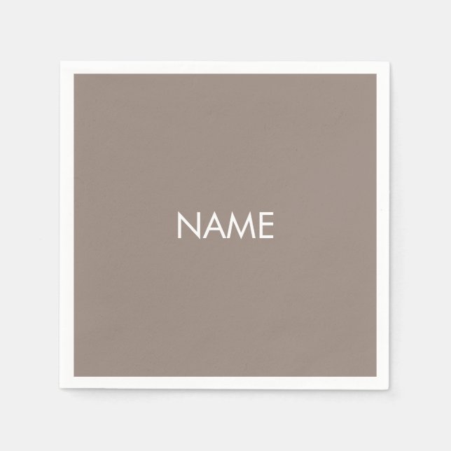 Angepasst mit Namen, Text minimalistisch beige Gre Serviette (Vorderseite)