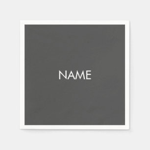 Angepasst mit Namen, Text minimalistisch Holzkohle Serviette