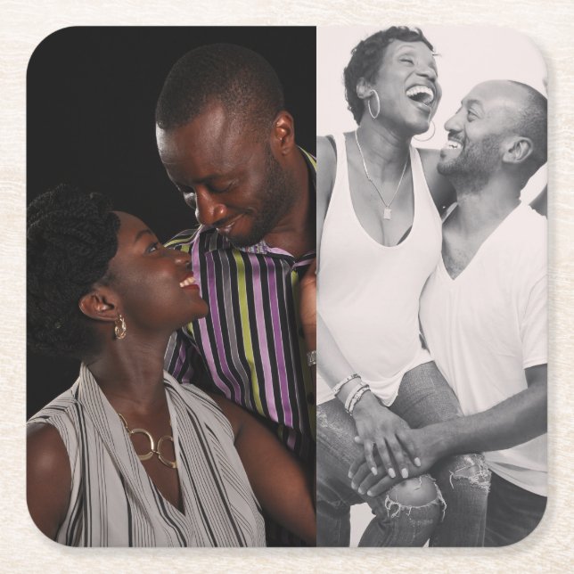 Angepasste 2-Foto-Doppelseiten Rechteckiger Pappuntersetzer