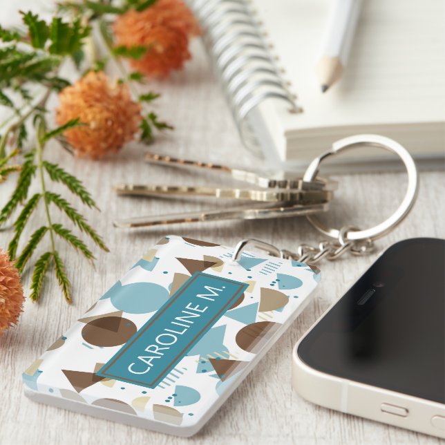 Angepasste Angesagt Geometrie Modernes Abstraktes  Schlüsselanhänger (Vorderseite rechts)