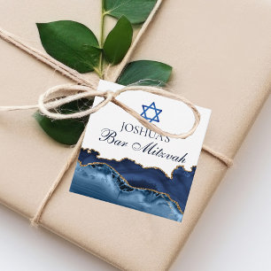 Angepasste Bar Mitzwa Navy Blau Gold Party Geschenkanhänger