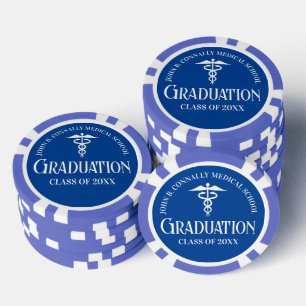 Angepasste blaue Abschlussfeier der medizinischen  Pokerchips