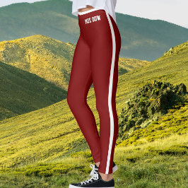 Angepasste Cat Mom Deep Burgundy Rot Weiße Streife Leggings