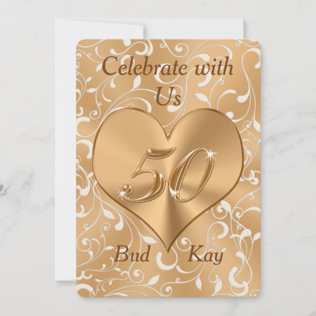 Angepasste Einladungen zum fünfzigsten Jahrestag (Vorderseite)
